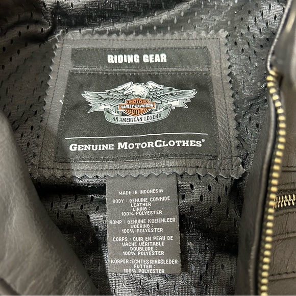 Harley Davidson Men’s Large Crossroads Reflective Black Full Zip Leather Jacket - Picture 6 of 16